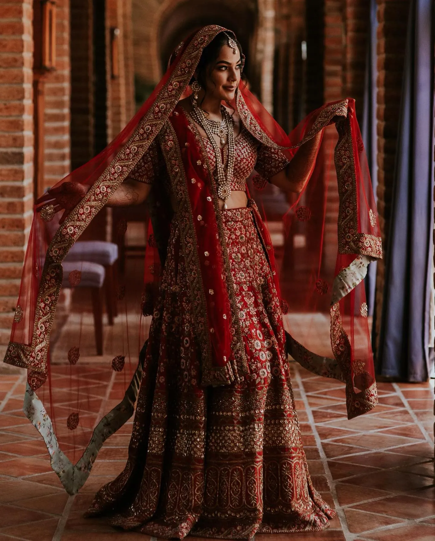 Indo-Western fusion ensemble with embroidered cape and palazzo pants
